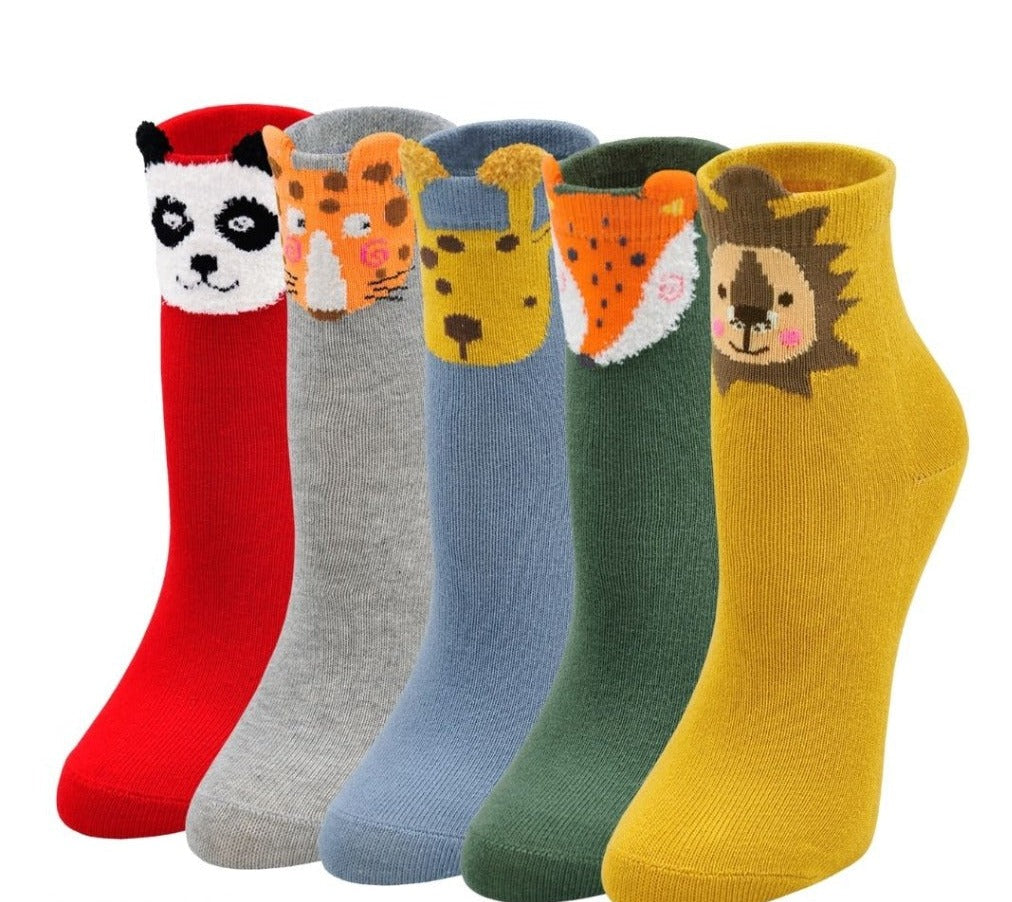 ZAKASA Animals Safari Design Socks for Children, 5 Pairs