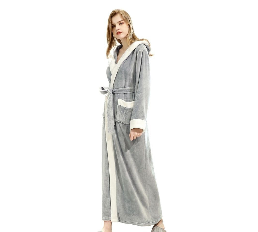 ZAKASA Dressing Gown Bathrobe with Hood and Wide Shawl Collar Wedding Winter Bathrobe Luxury Bathrobe Quality