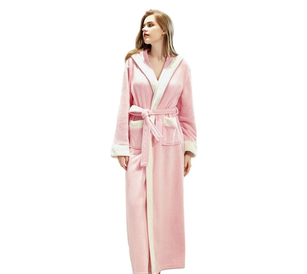 ZAKASA Dressing Gown Bathrobe with Hood and Wide Shawl Collar Wedding Winter Bathrobe Luxury Bathrobe Quality