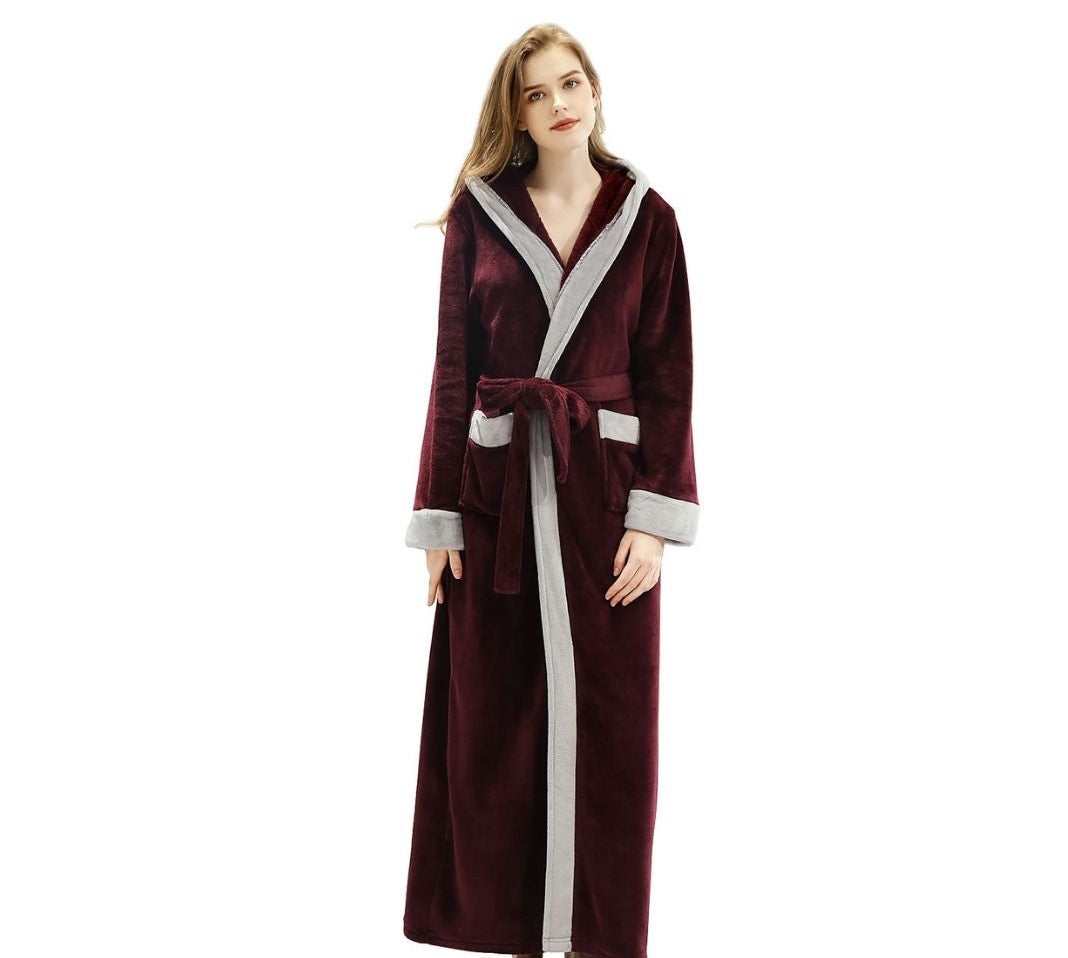 ZAKASA Dressing Gown Bathrobe with Hood and Wide Shawl Collar Wedding Winter Bathrobe Luxury Bathrobe Quality