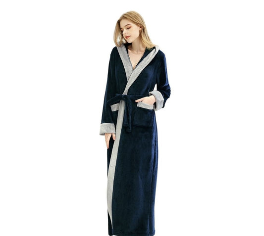 ZAKASA Dressing Gown Bathrobe with Hood and Wide Shawl Collar Wedding Winter Bathrobe Luxury Bathrobe Quality