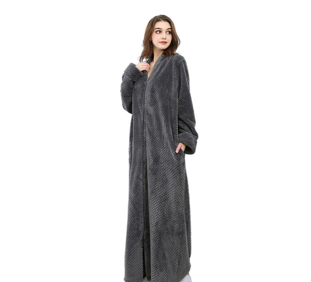 ZAKASA Zip Up Style Dressing Gown Bathrobe Unisex For Men and Women Maternity Robe Wedding Winter Robe Luxury Brand Quality Bathrobe