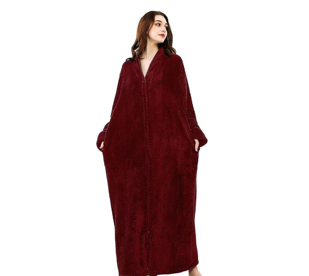 ZAKASA Zip Up Style Dressing Gown Bathrobe Unisex For Men and Women Maternity Robe Wedding Winter Robe Luxury Brand Quality Bathrobe