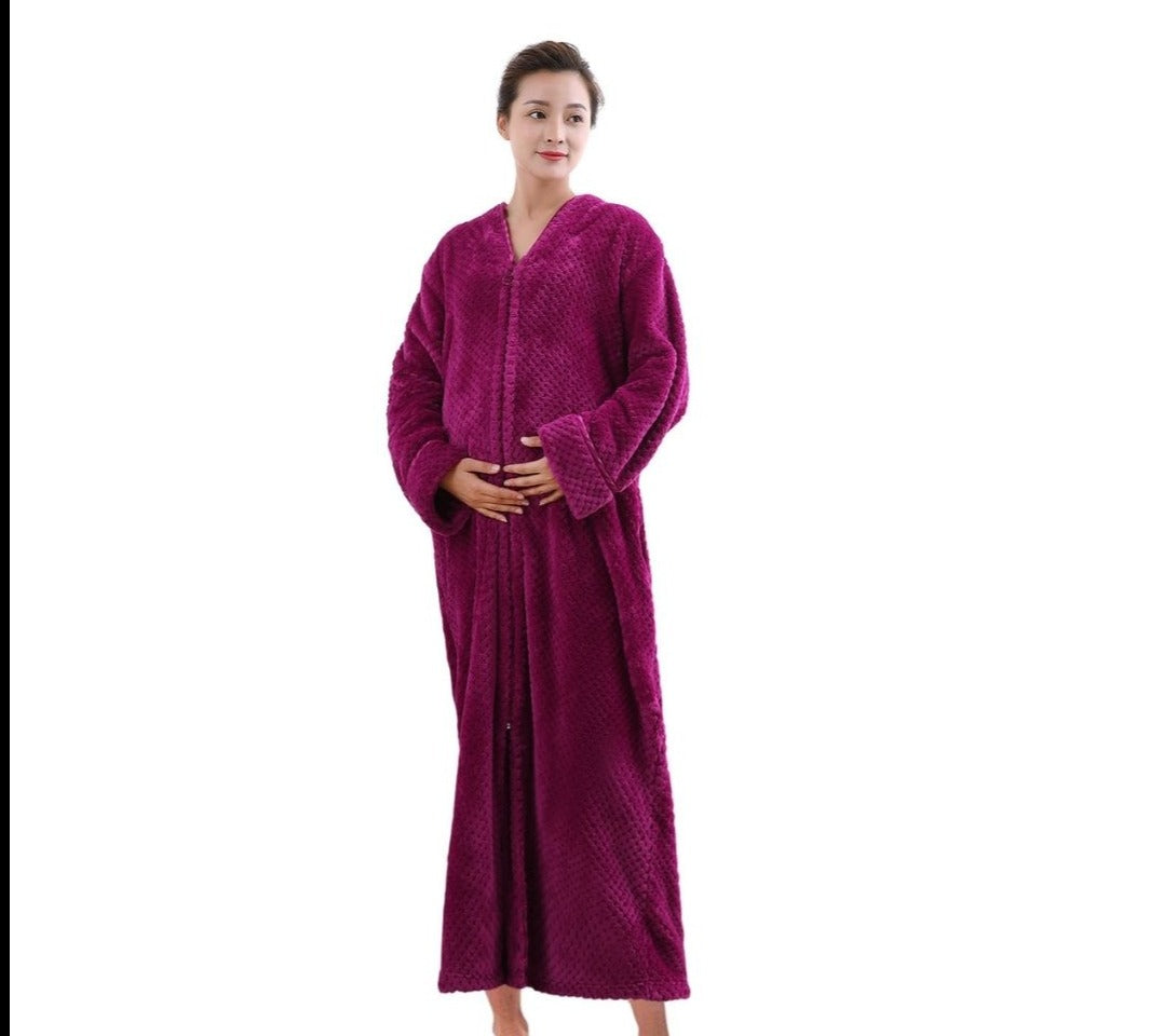 ZAKASA Zip Up Style Dressing Gown Bathrobe Unisex For Men and Women Maternity Robe Wedding Winter Robe Luxury Brand Quality Bathrobe