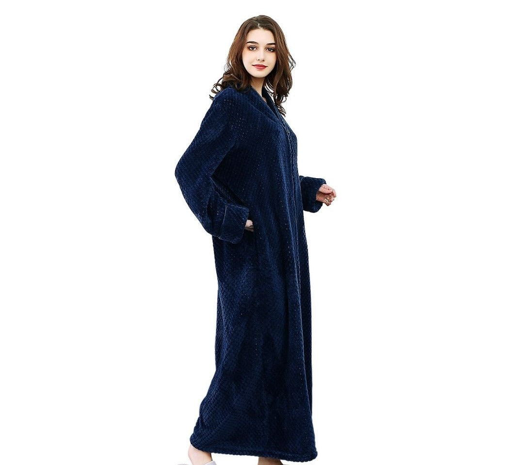 ZAKASA Zip Up Style Dressing Gown Bathrobe Unisex For Men and Women Maternity Robe Wedding Winter Robe Luxury Brand Quality Bathrobe