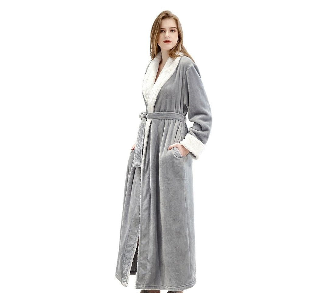 ZAKASA Classic Design Fluffy Dressing Gown Bathrobe Unisex Winter Wedding Bathrobe