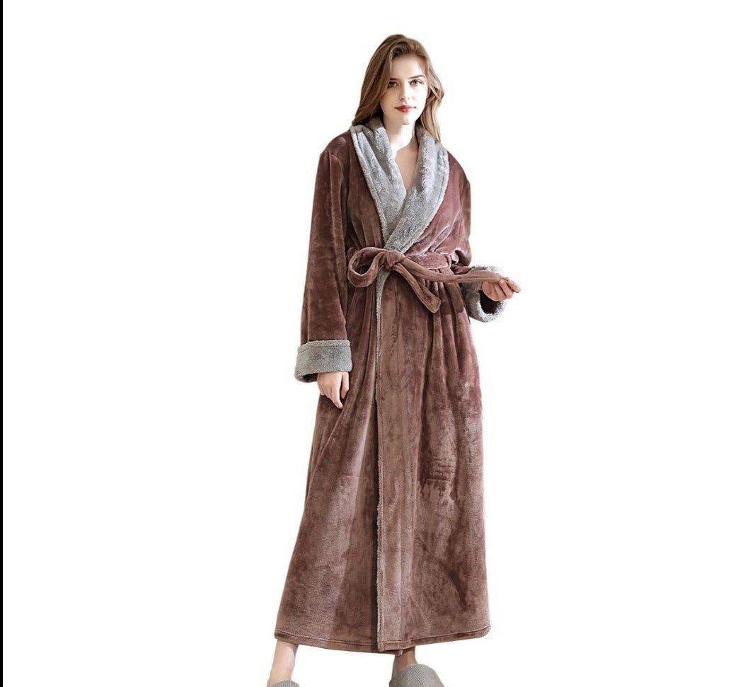 ZAKASA Classic Design Fluffy Dressing Gown Bathrobe Unisex Winter Wedding Bathrobe