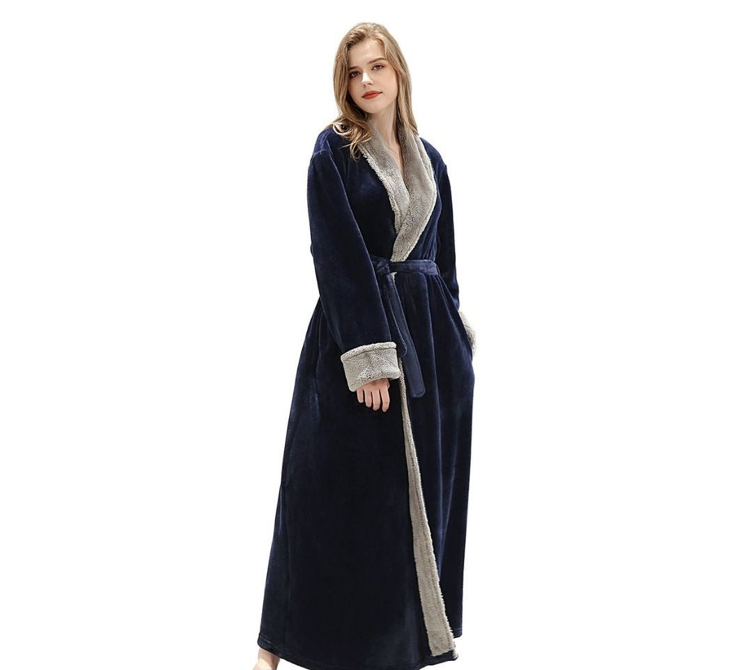 ZAKASA Classic Design Fluffy Dressing Gown Bathrobe Unisex Winter Wedding Bathrobe