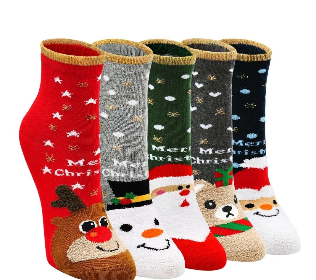 ZAKASA 5 Pairs of Premium Quality Christmas Crew Socks for Women