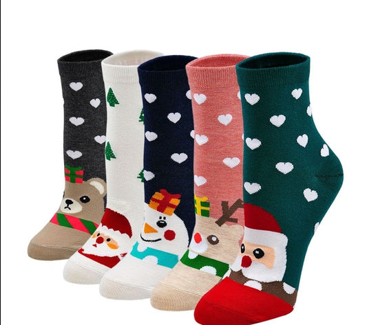 ZAKASA 5 Pairs of Cute Christmas Socks for Women