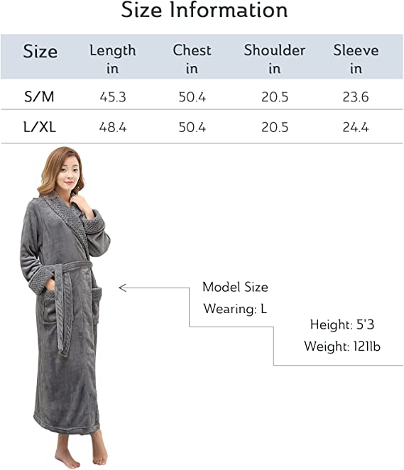 Long Bath Robe for Womens Plush Soft Fleece Bathrobes Nightgown Ladies Pajamas Sleepwear Housecoat