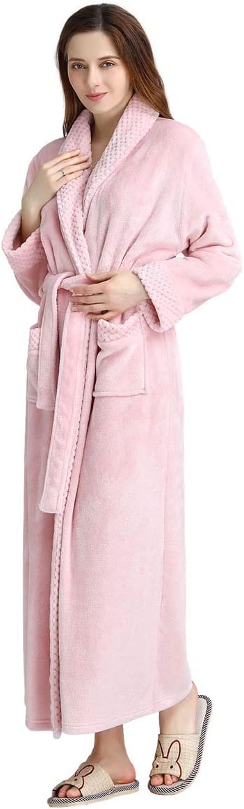 Long Bath Robe for Womens Plush Soft Fleece Bathrobes Nightgown Ladies Pajamas Sleepwear Housecoat