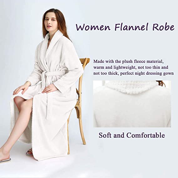 Long Bath Robe for Womens Plush Soft Fleece Bathrobes Nightgown Ladies Pajamas Sleepwear Housecoat